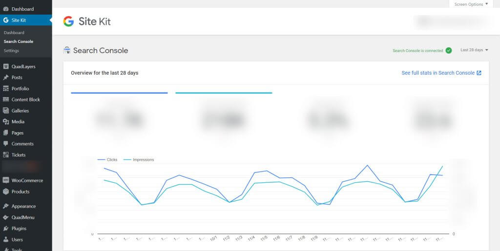 Google Site Kit WordPress — консоль поиска