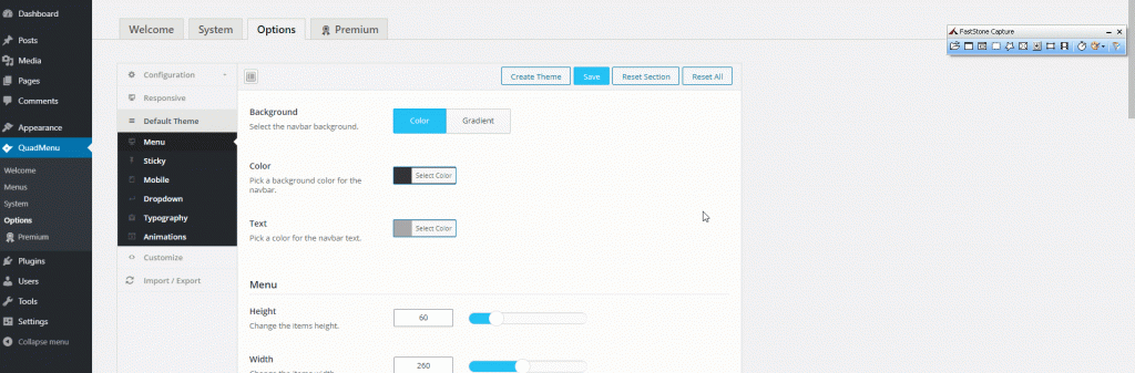 Como adicionar um mega menu no seu site WordPress - cores do menu