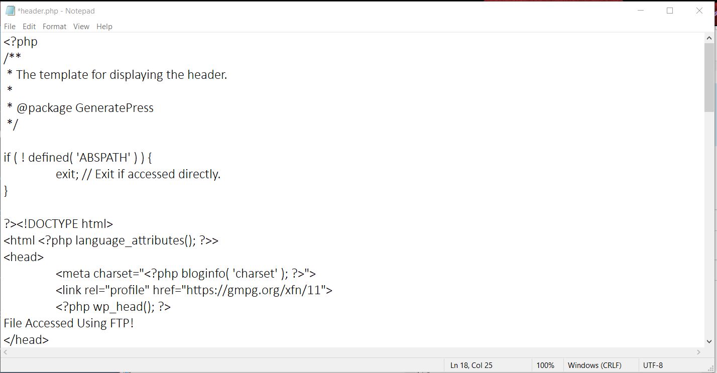 แก้ไขส่วนหัวใน WordPress ผ่าน FTP