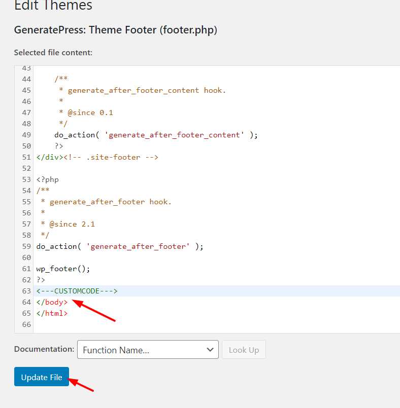 Editar rodapé do WordPress - Editor de temas