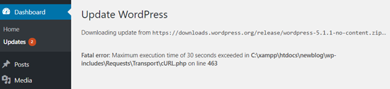 Error de tiempo máximo de ejecución excedido en WordPress