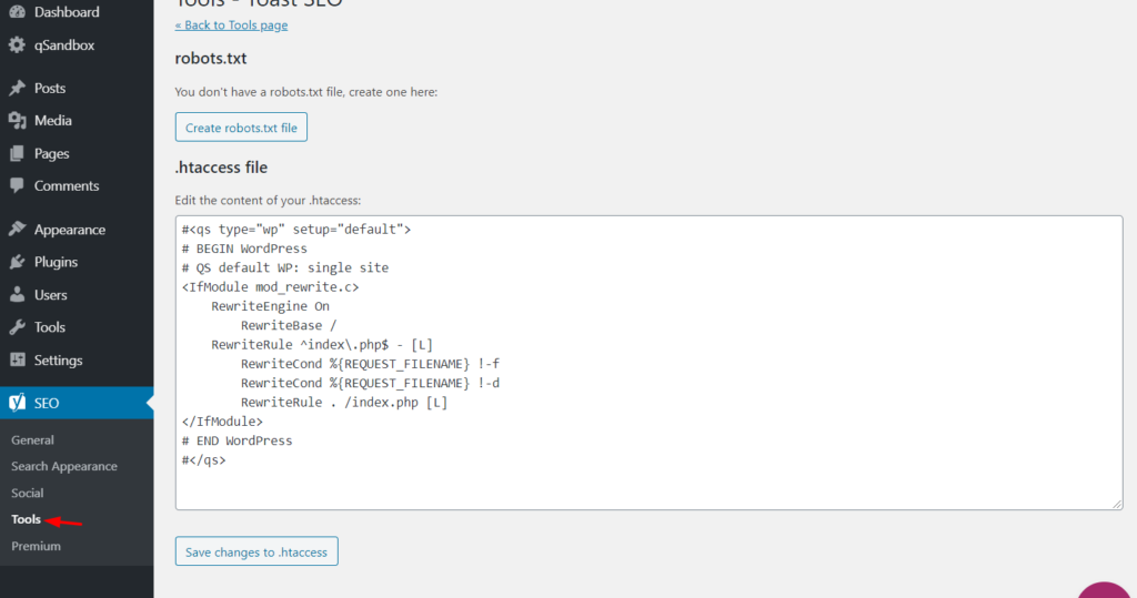 Perbaiki file htaccess di WordPress dengan Yoast SEO