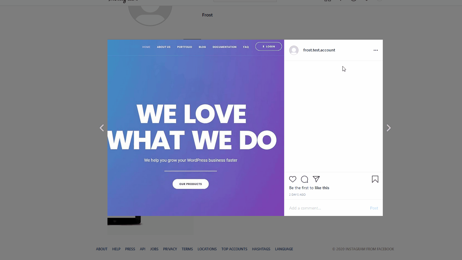 wordpress'i instagram ile entegre edin - kod kopyasını göm