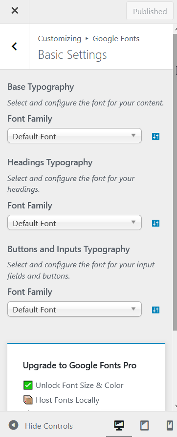 adicionar fontes do google ao wordpress - configurações básicas do Google Fonts