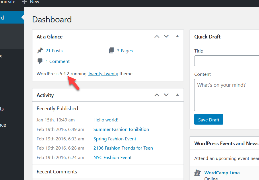 ancienne installation de wordpress