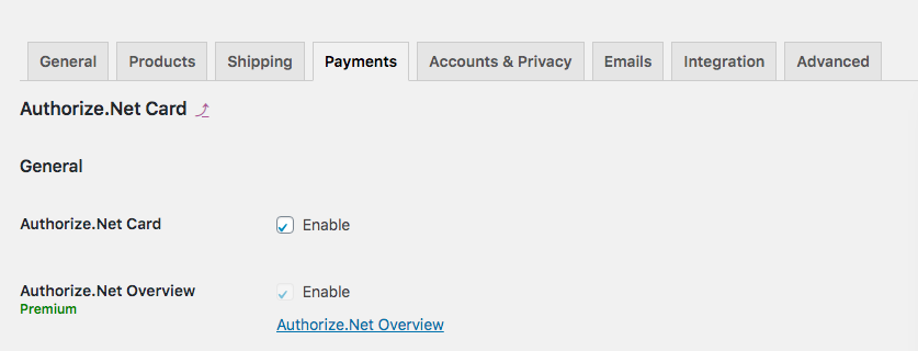 也添加 Authorize.Net WooCommerce - 選項 1