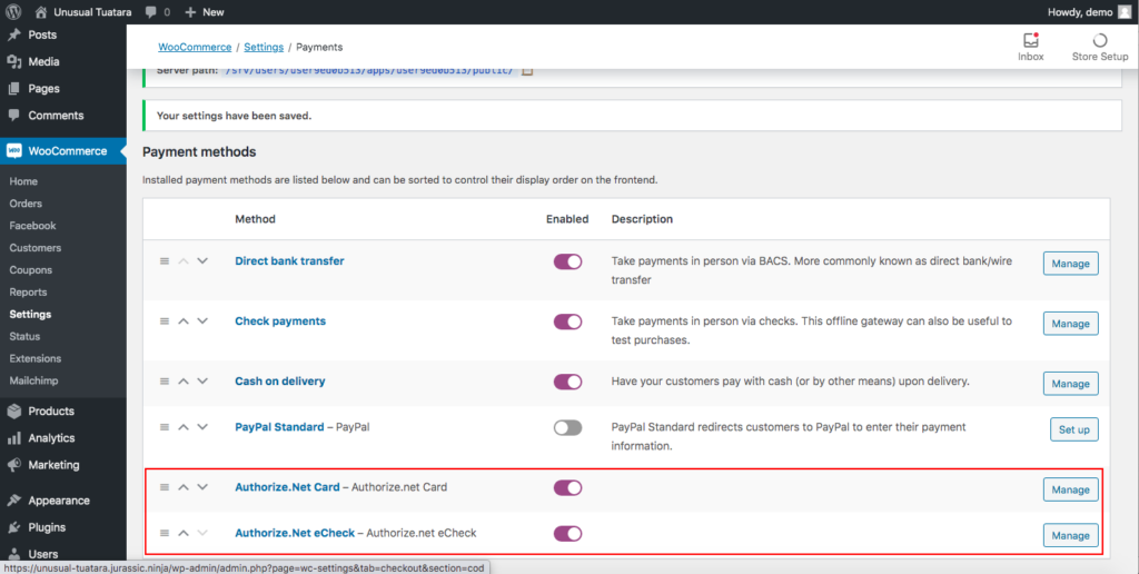 也添加 Authorize.Net WooCommerce - 選項 1