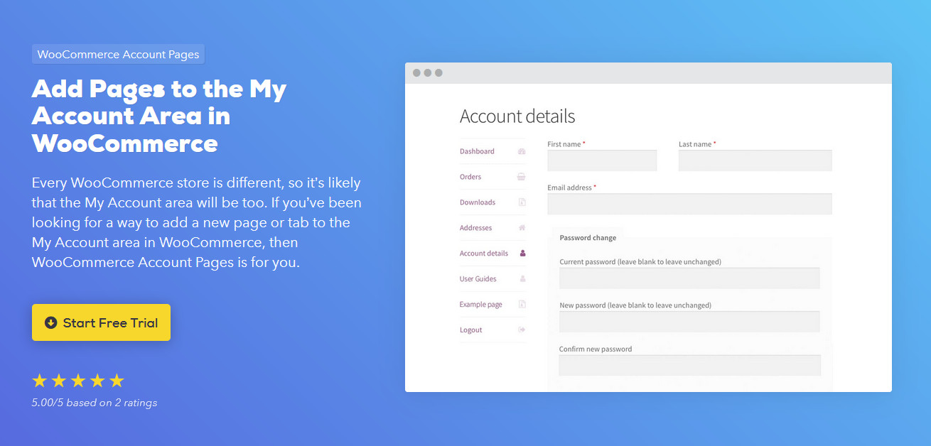 pluginuri pentru a-mi personaliza pagina contului - woocommerce account pages iconic