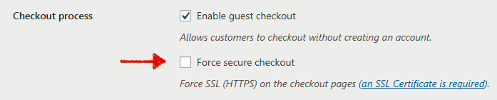 Checkout WooCommerce nu funcționează - Dezactivați Forțarea SSL