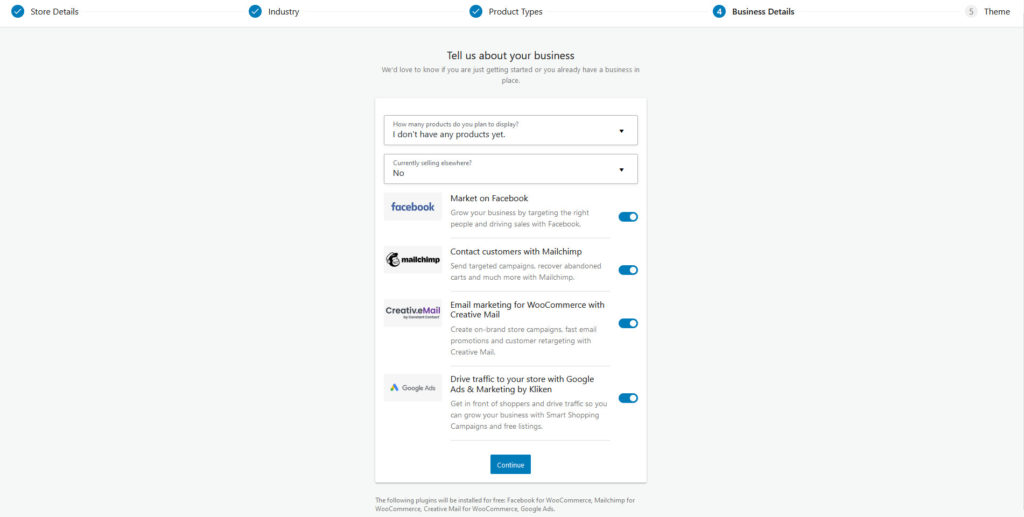 como configurar o woocommerce - detalhes do negócio