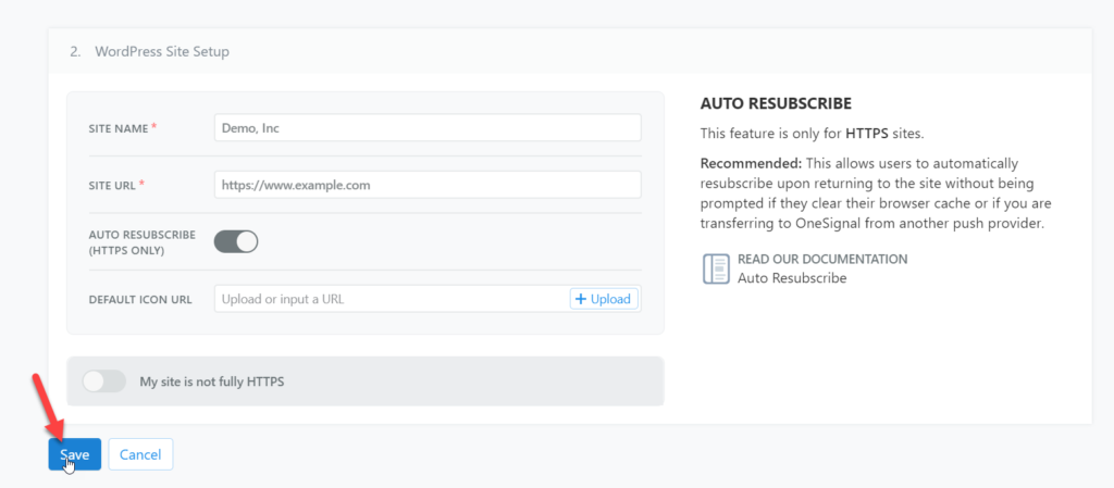 wordpress onesignal 사이트 설정에 푸시 알림 추가