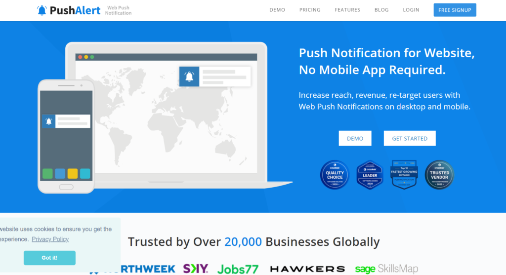 wordpress için push bildirim eklentileri - pushalert