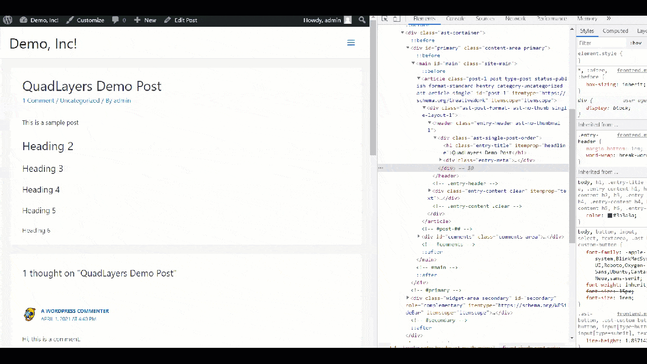 检查元素 CSS 代码