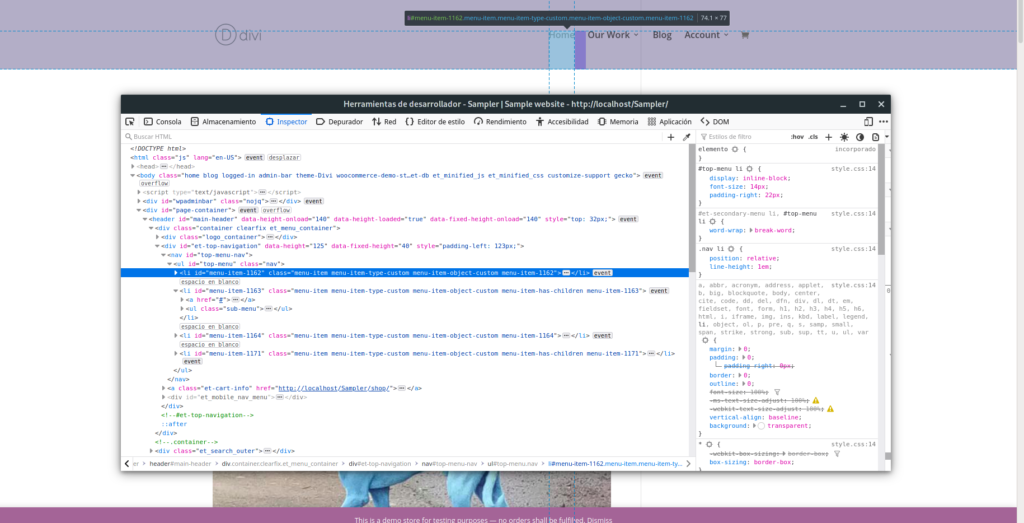 การใช้เครื่องมือสำหรับนักพัฒนาเบราว์เซอร์เพื่อเลือก CSS selector