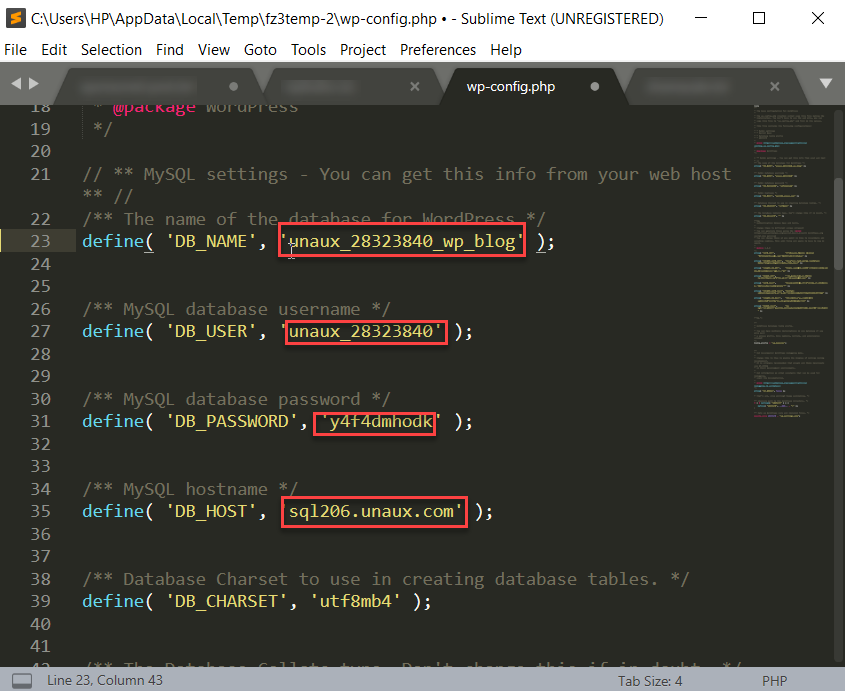 新しいmysqlデータベースの詳細