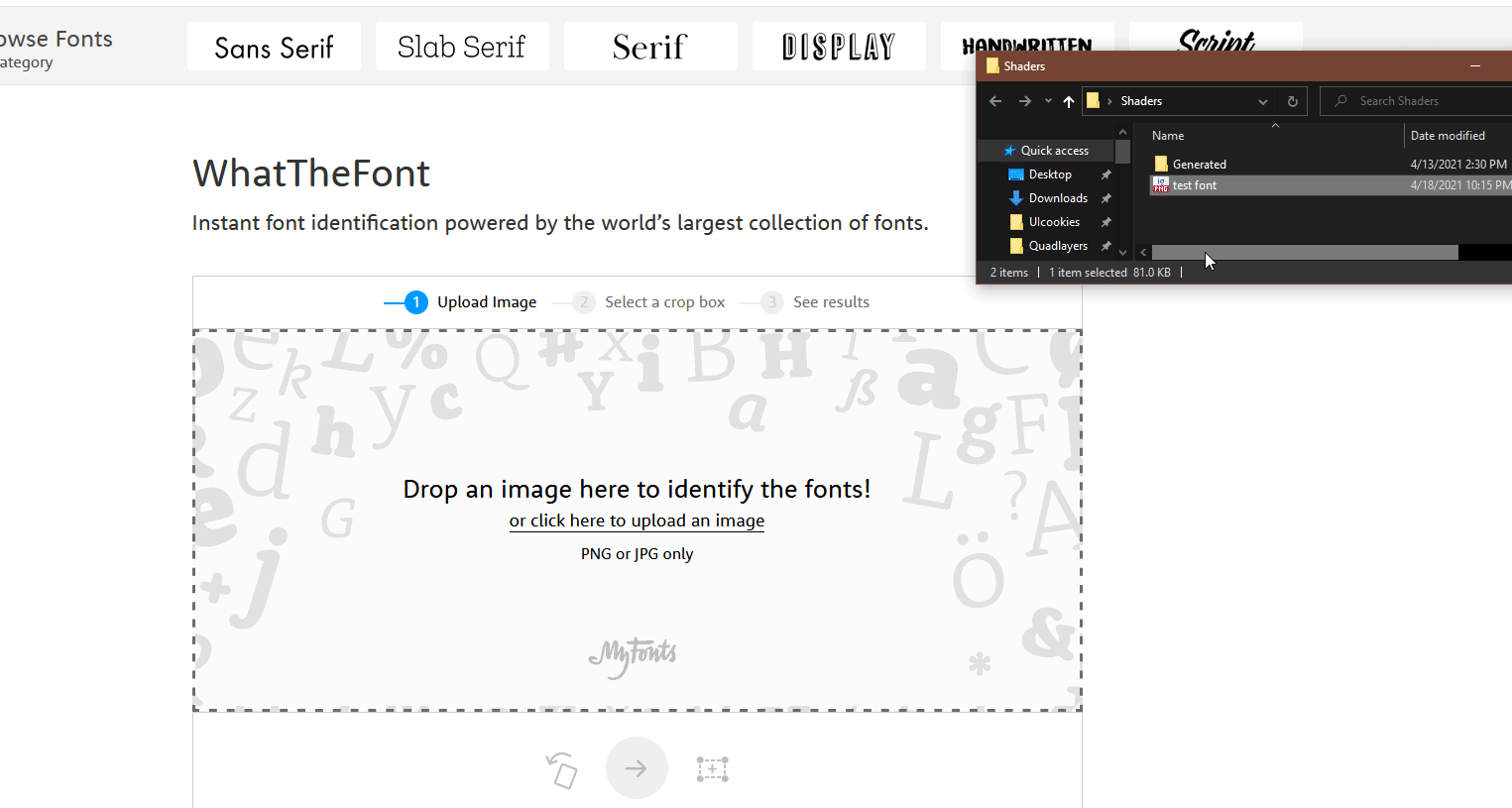 identificare i caratteri sul sito Web - whatthefont image
