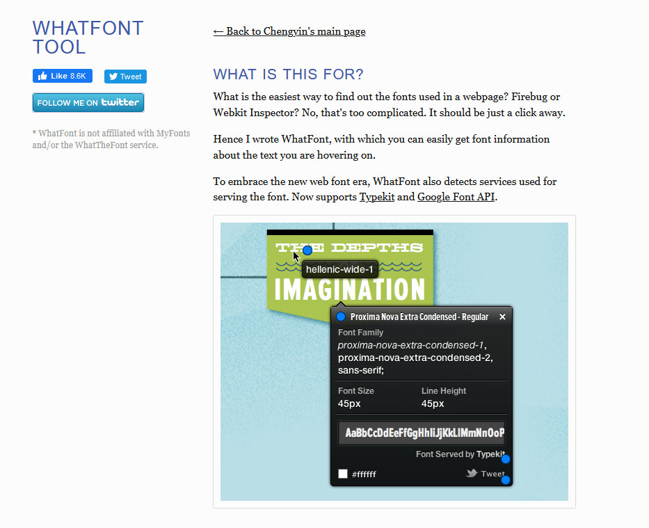 identificare i caratteri sul sito Web - sito Web whatfont