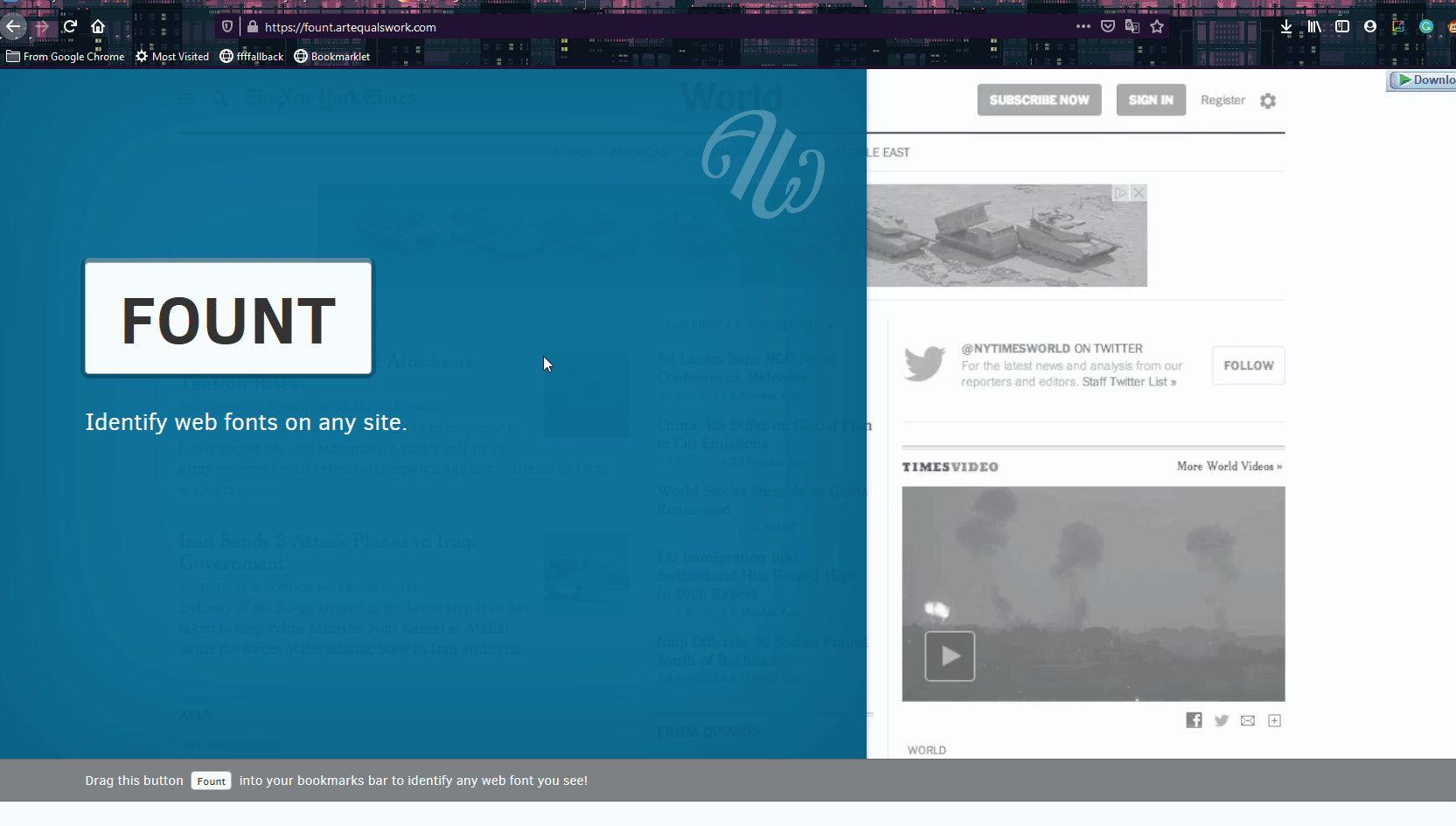 identificare i caratteri sul sito Web - bookmarklet font