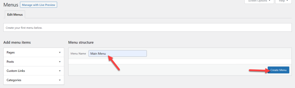 adăugați pagină în meniul wordpress - crearea meniului wordpress