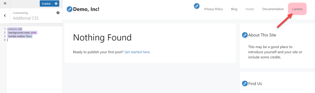 codul CSS pentru cariere