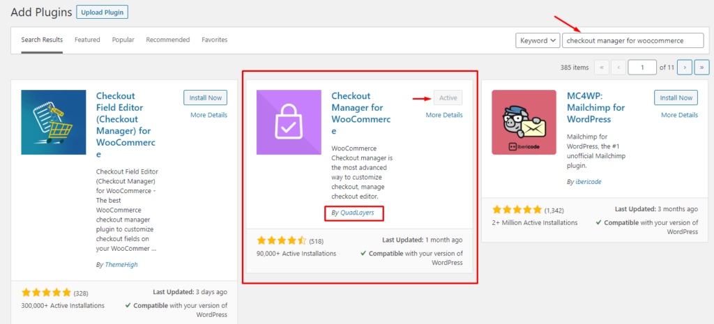 Instalați Checkout Manager pentru WooCommerce de către QuadLayers