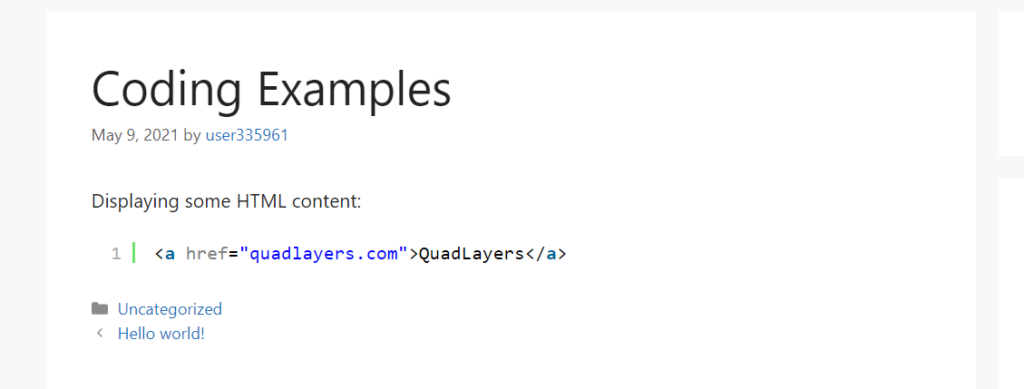 在 wordpress 中顯示代碼 - html 片段