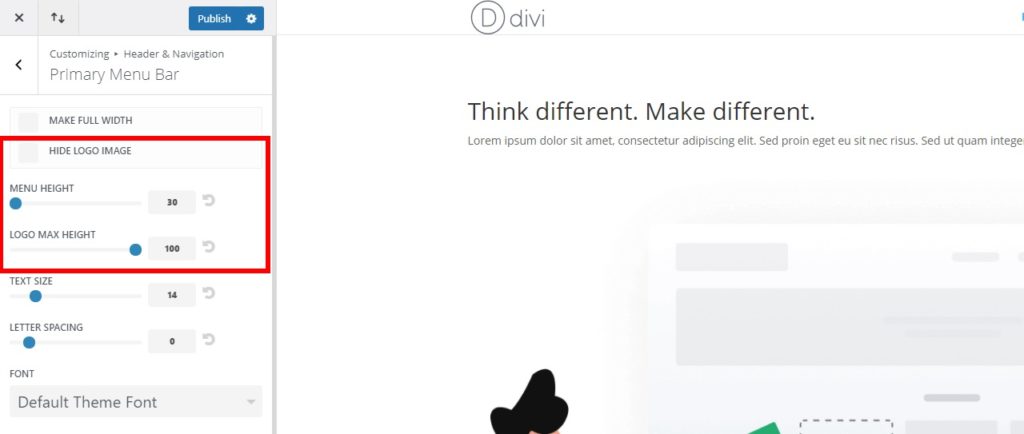 プライマリメニューバーはデスクトップとモバイルメニューに一致します