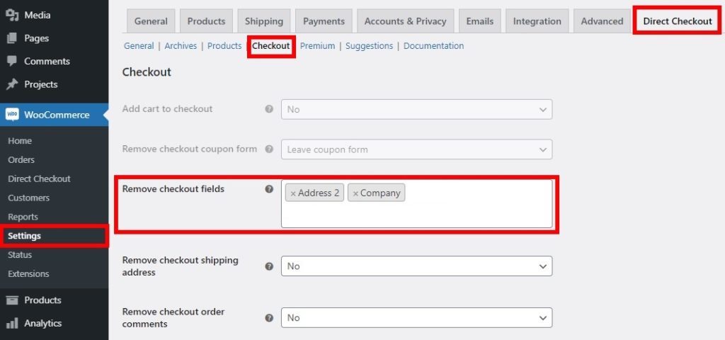 прямая проверка удалить поля проверить заказы woocommerce