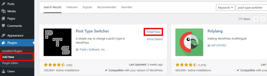 installer le plugin transformer la publication en page