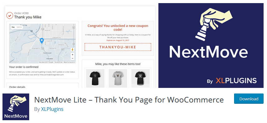 personnaliser la page de remerciement woocommerce - nextmove lite