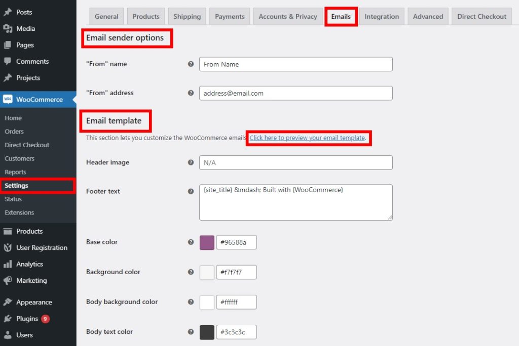 编辑电子邮件模板自定义 woocommerce 注册表单