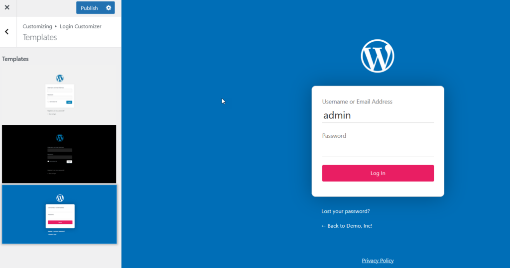 sesuaikan halaman login wordpress - template