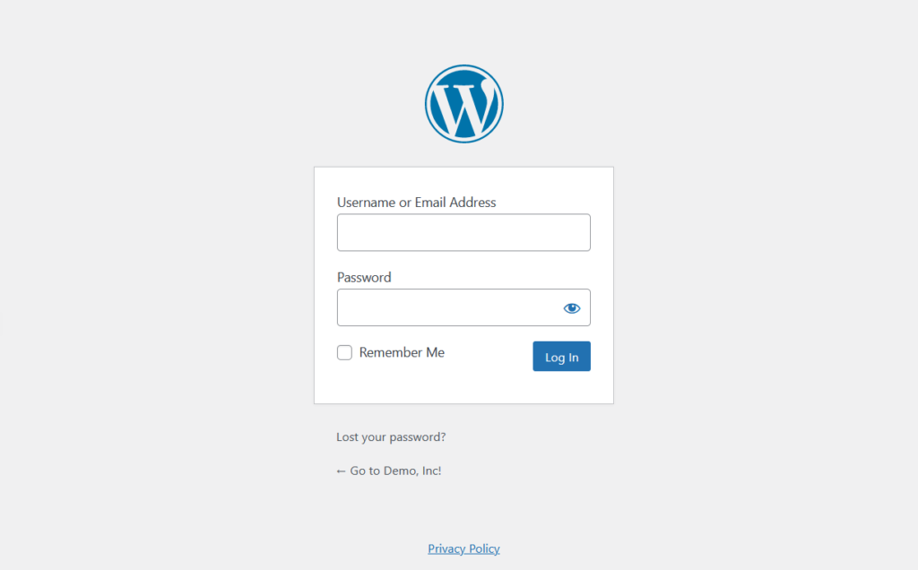halaman login default wordpress