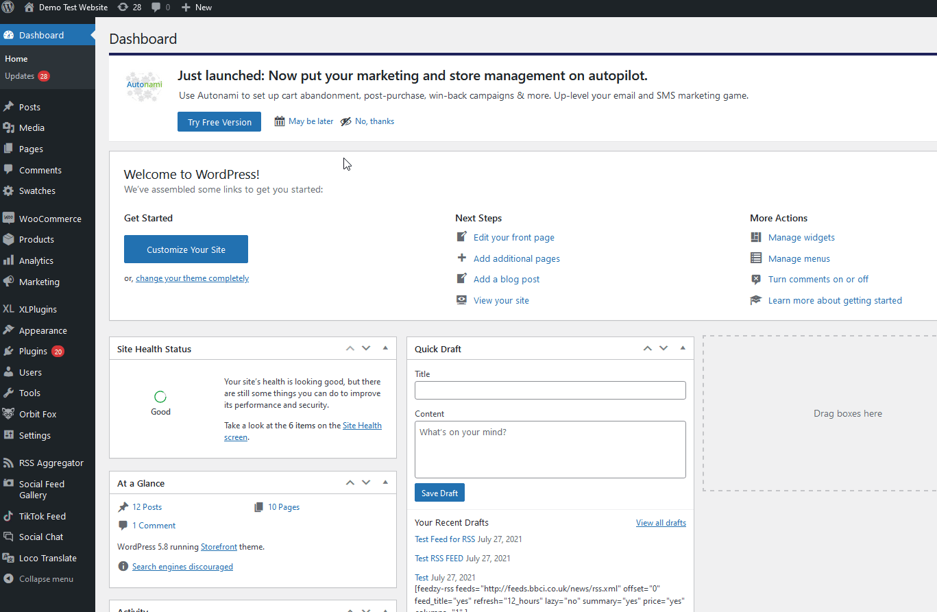 إنشاء مجمع الأخبار في WordPress - إضافة مصدر موجز RSS
