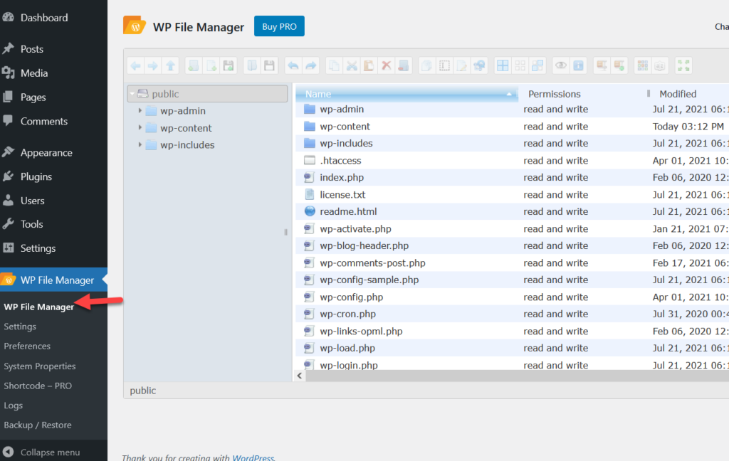 重定向 wordpress 页面 - wp 文件管理器插件
