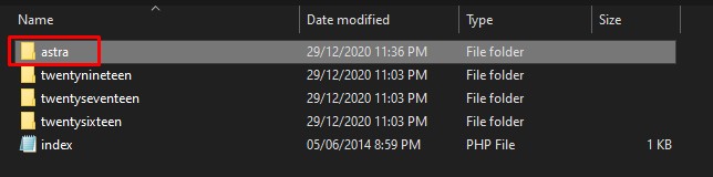 現在アクティブなWordPressテーマを削除します-FTP