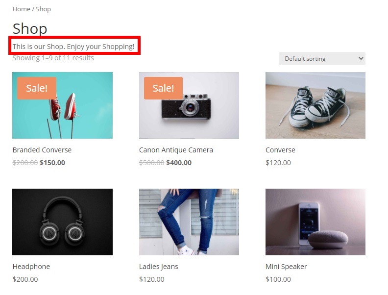 ตัวอย่างคำอธิบายร้านค้า ปรับแต่งเทมเพลต woocommerce