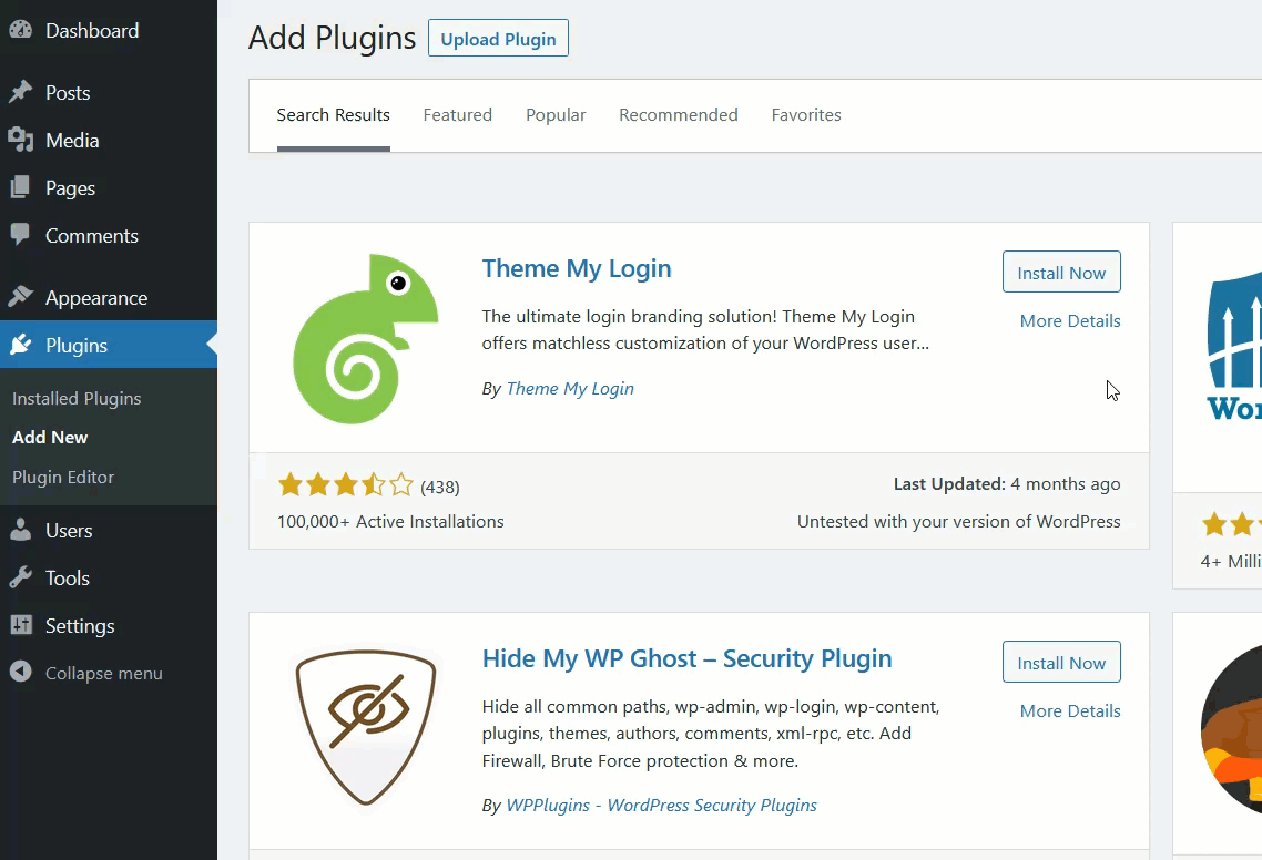 安装主题我的登录 wordpress 插件