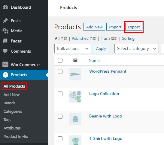 導出所有 WooCommerce 產品