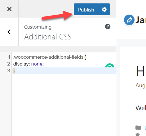 pubblicare il codice CSS