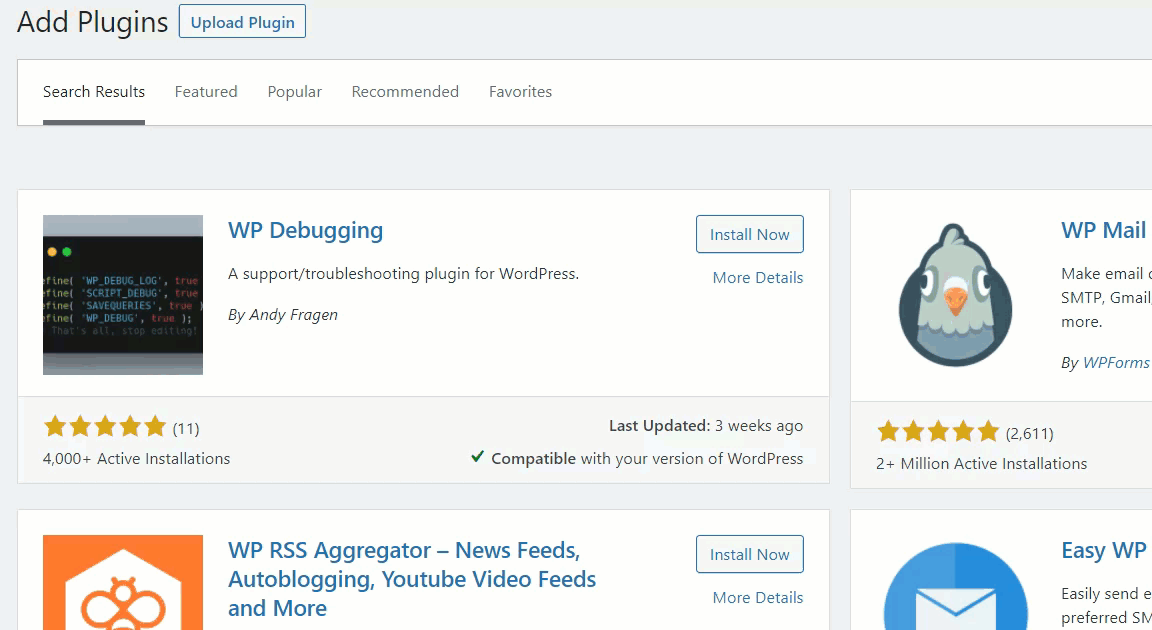 habilitar el modo de depuración de wordpress - instalar el complemento de depuración de WP