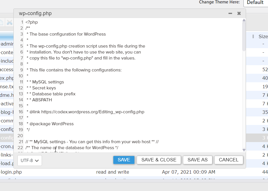 habilitar el modo de depuración de wordpress - editar configuración de wp
