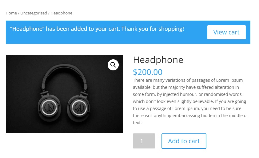 عرض تغيير عربة التسوق woocommerce إضافة إلى رسالة عربة التسوق