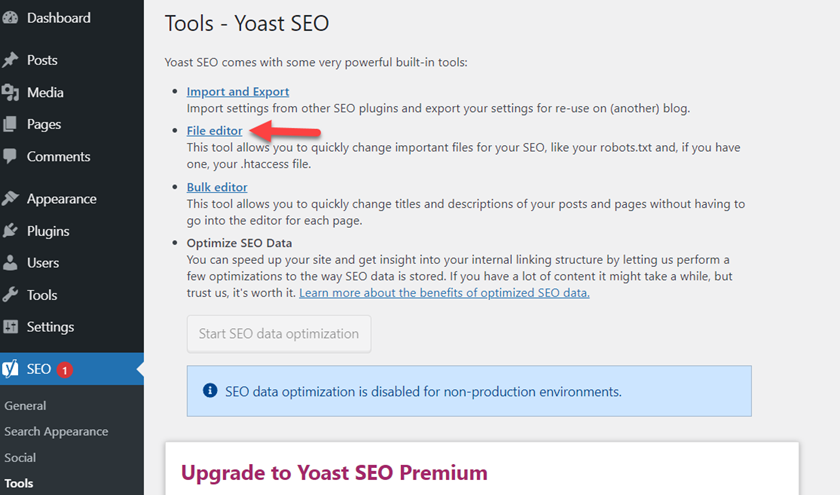 الروابط التابعة عباءة في WordPress - محرر ملف yoast