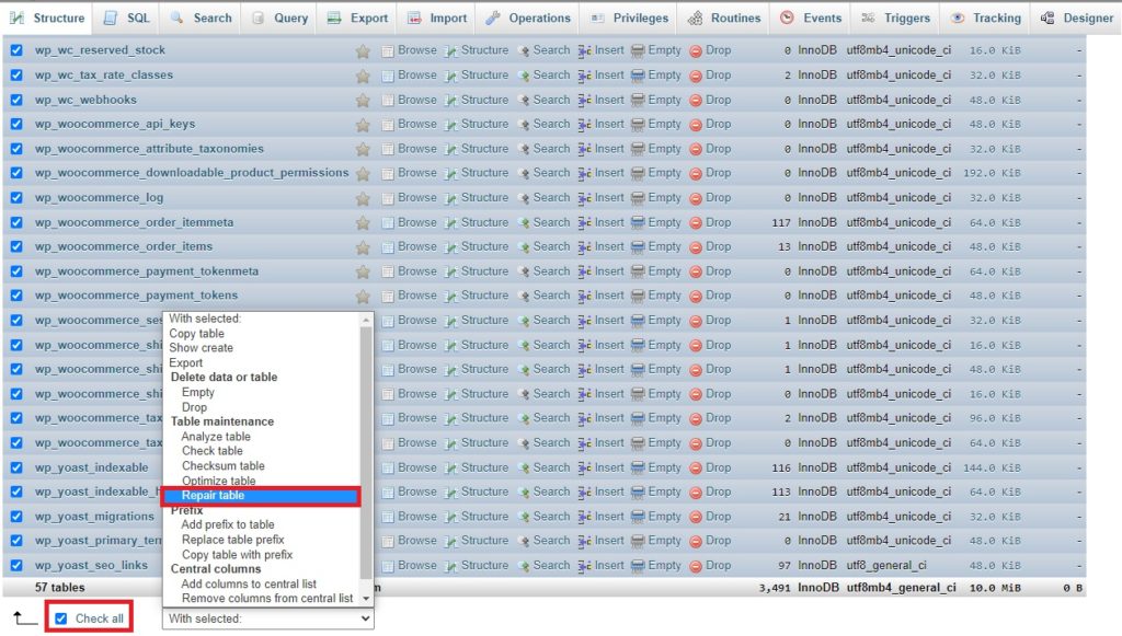 veritabanı wordpress panosunu onar yüklenmiyor
