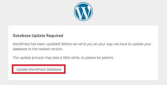 perbarui kotak dialog basis data wordpress