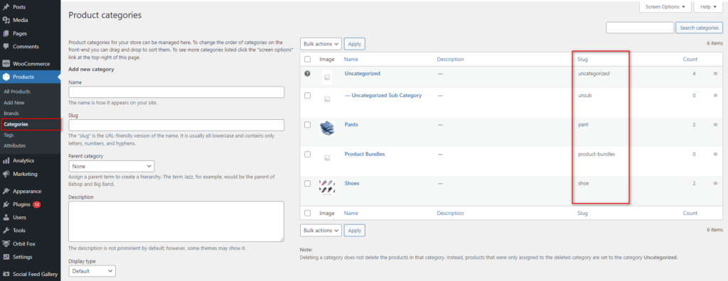 mostra le categorie sulla pagina sho di WooCommerce - lumache di prodotti