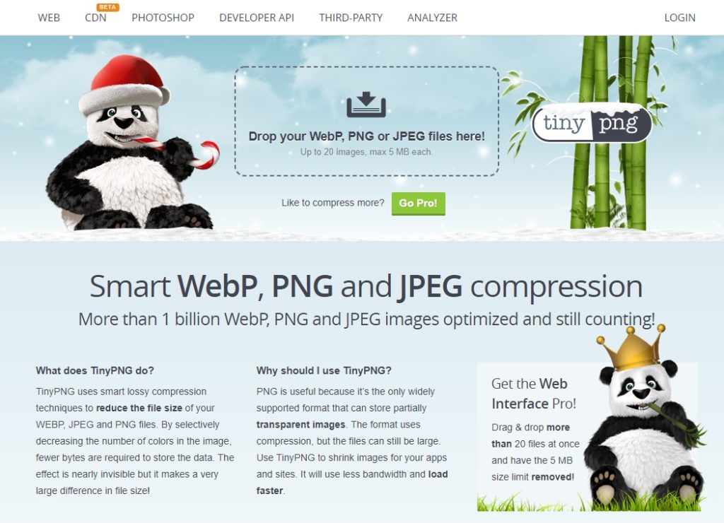ملحقات ضغط الصور من tinypng wordpress
