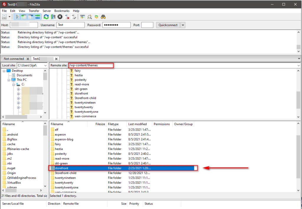 dodaj niestandardowy kod do woocommerce - filezilla wp