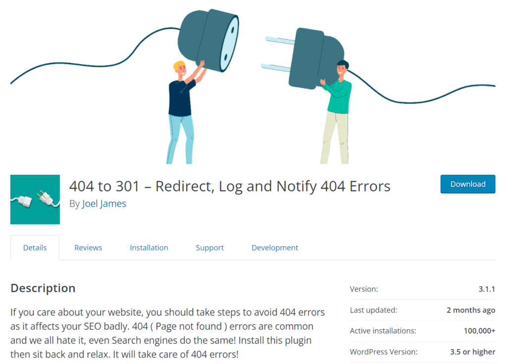 404から301– 404エラーのリダイレクト、ログ記録、通知